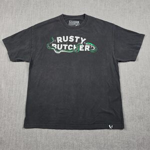 Rusty Butcher Shirt Mens XL Graphic Tee Black Grim Reaper Snake Grunge Y2K